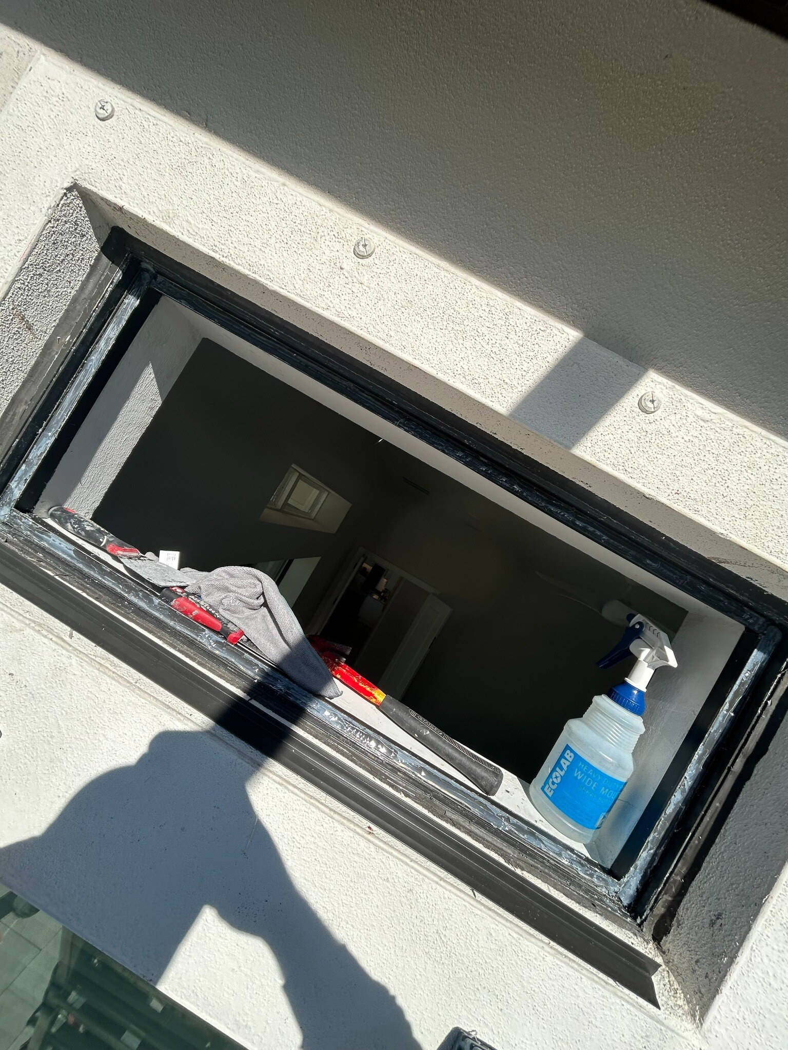Window frame prepared for replacement glass installation