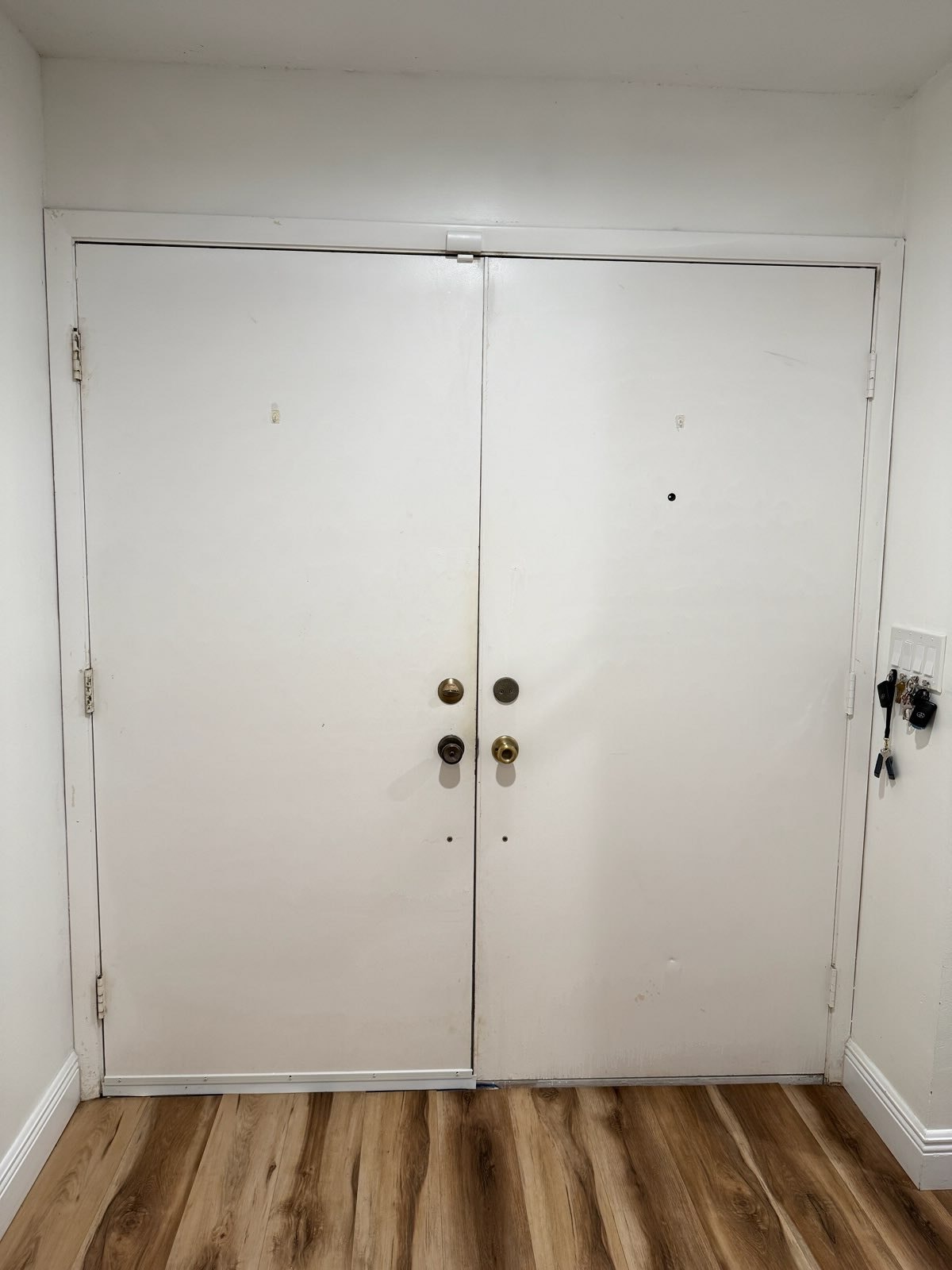 Interior view before double entry door replacement